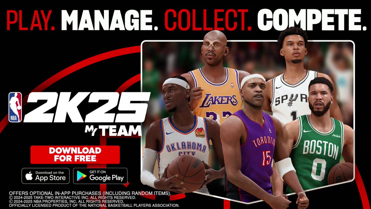 MyTEAM on Mobile is available now! 📲🏀 Play, manage, collect, & compete with your NBA 2K MyTEAM squad any place and any time 😤 Download it now! ⬇️
