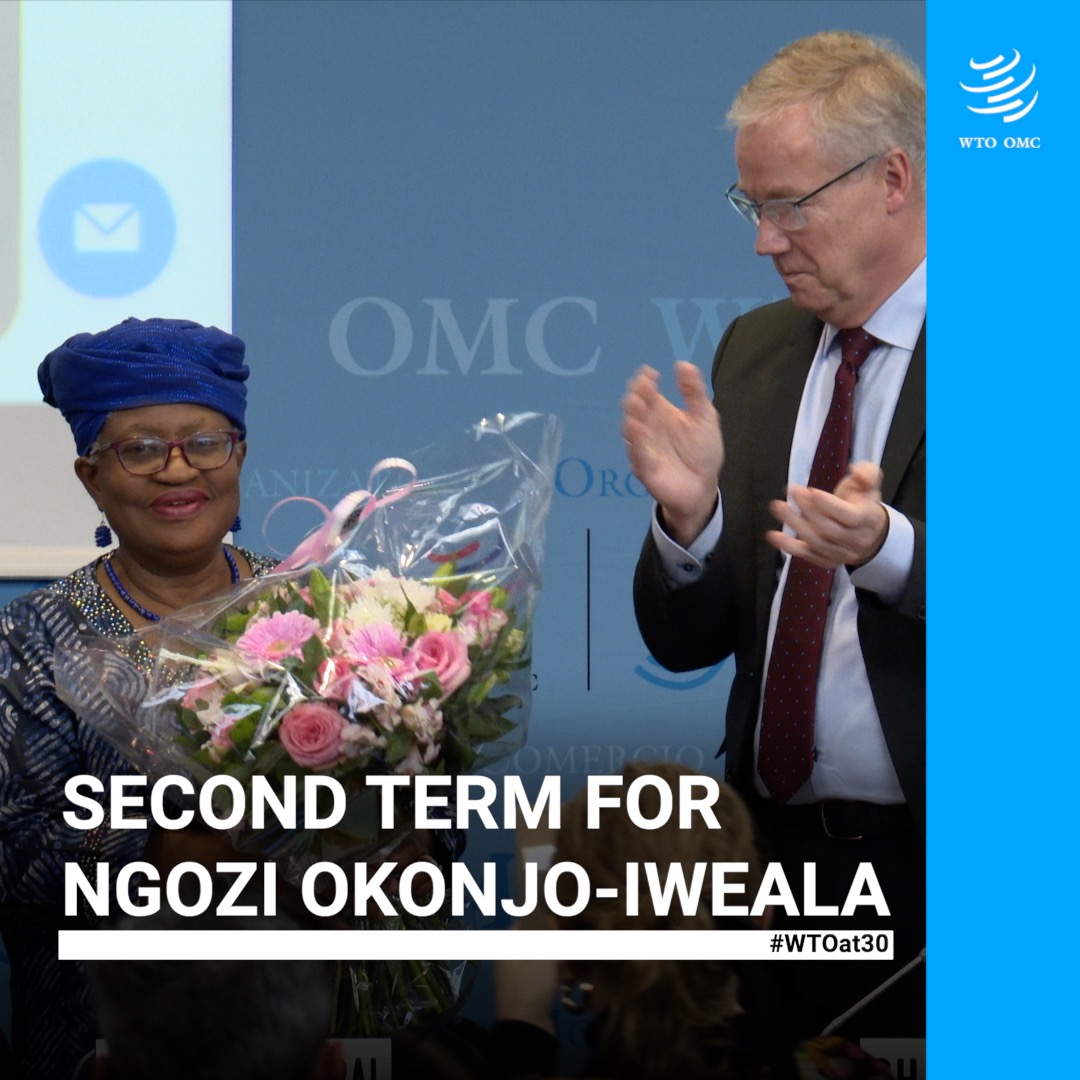 🎉 Congratulations to Director-General Ngozi Okonjo-Iweala on her second term! Today, the General Council reappointed her by consensus, with her new term starting on 1 September 2025. Read more: