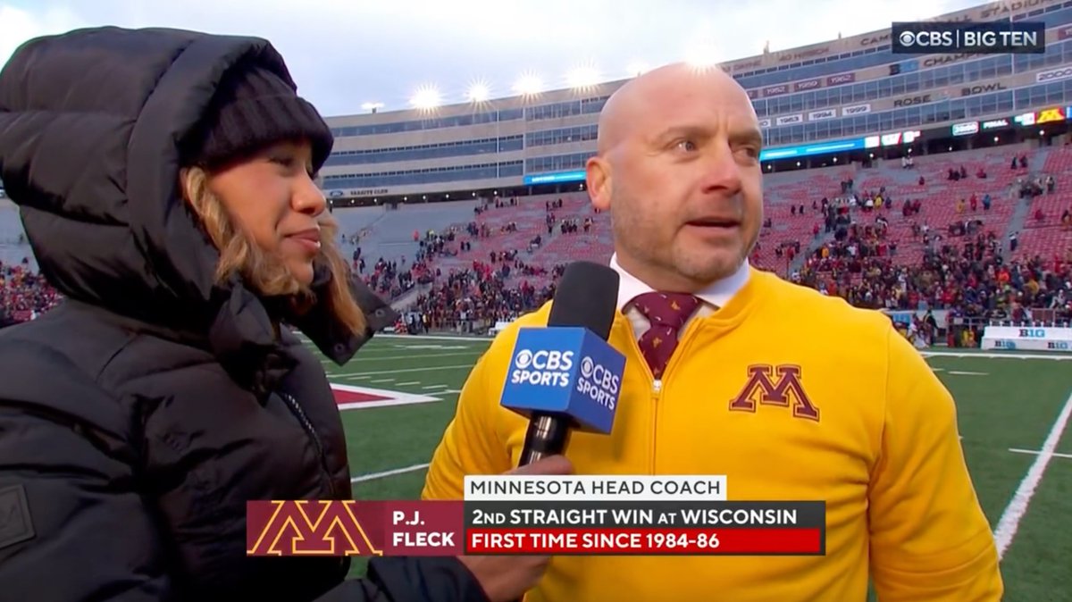 "The most physical team out here won. And I thought that was the whole message going into the game... The axe is coming home!" 🗣️ Minnesota Football head coach PJ Fleck was filled with emotion after Minnesota regained Paul Bunyan's Axe today against Wisconsin