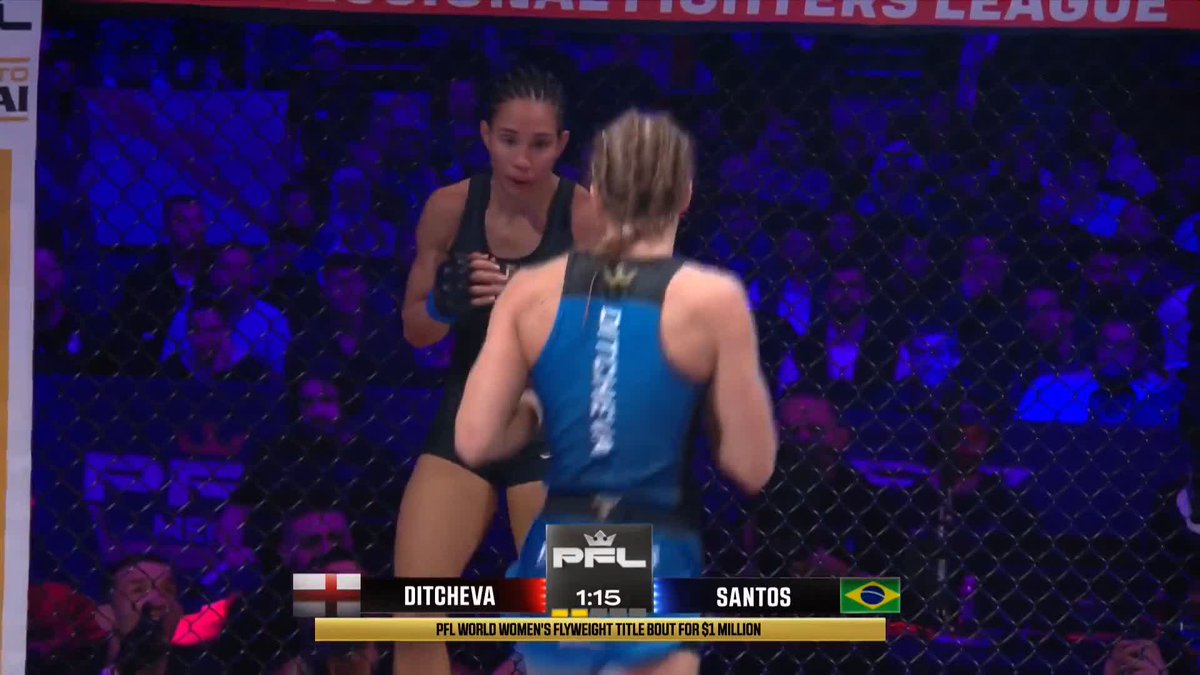Taila Santos is still up! Round 2 is all Ditcheva so far! #PFLWorldChampionship LIVE NOW ON ESPN+