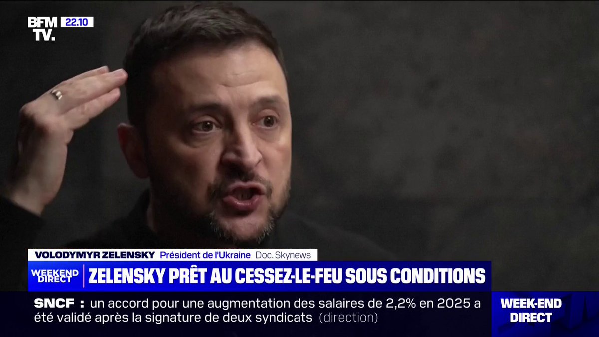 Volodymyr Zelensky ouvre la voie à un cessez-le-feu si le territoire ukrainien encore contrôlé par Kiev est placé sous l'égide de l'OTAN ➡ Le président ukrainien envisage de tenter de "récupérer les territoires occupés par voie diplomatique" dans un second temps