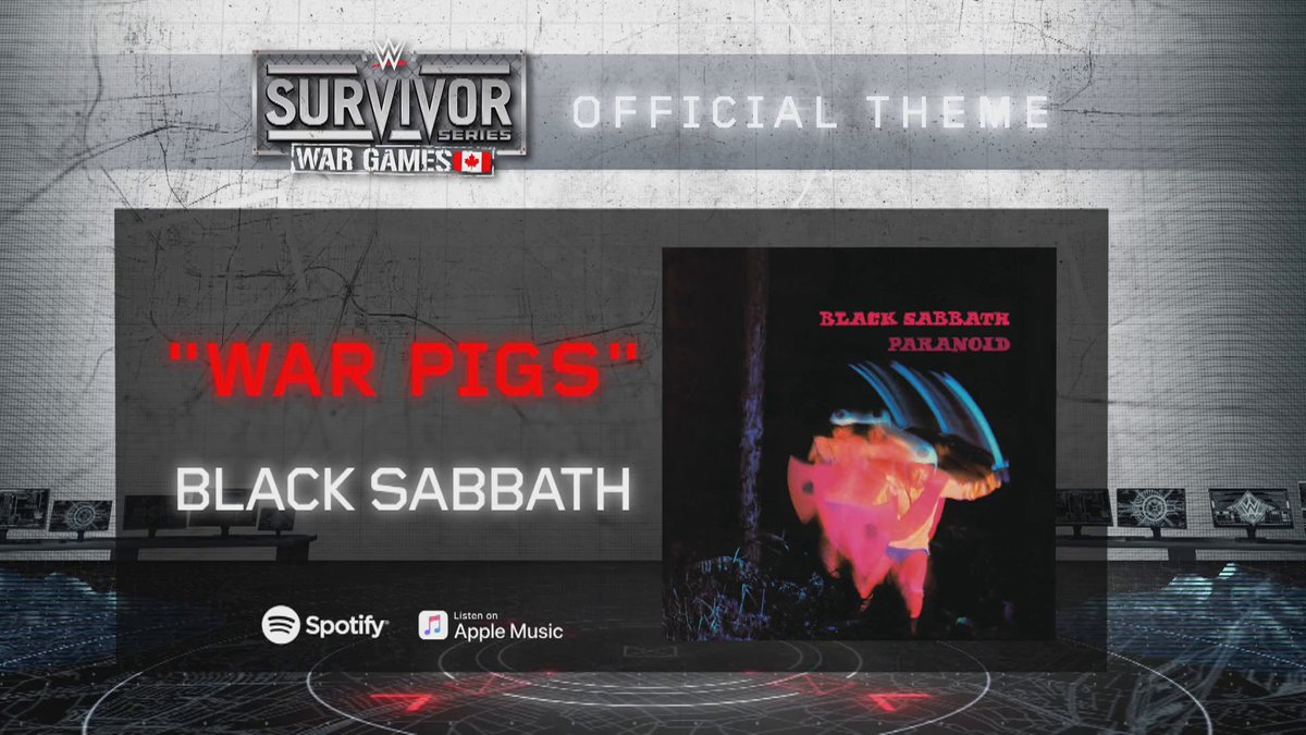 You know #WarGames are imminent when you hear it... โWar Pigsโ by BlackSabbath is an Official Theme Song of #SurvivorSeries.