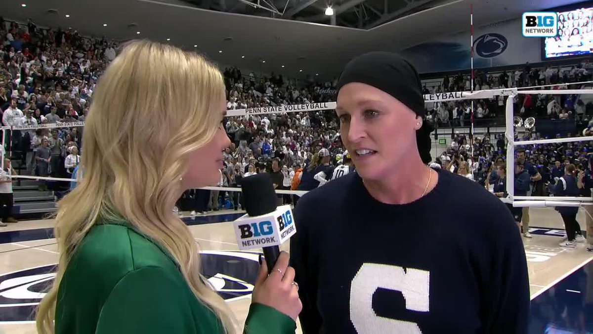 Katie Schumacher-Cawley talked clinching a share of the Big Ten Conference title with Emily Ehman following the Penn State Women’s Volleyball victory 🗣️ #B1GVolleyball