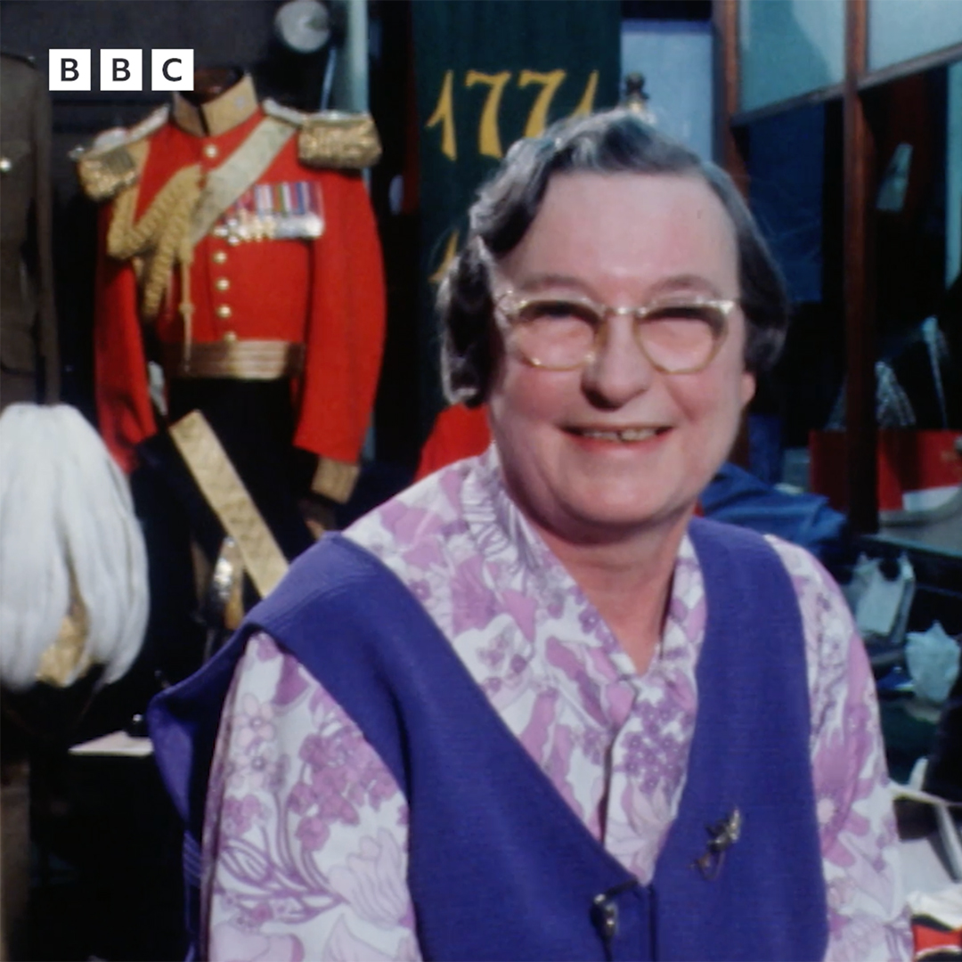 A century ago, Violet Minell began working as a military tailor for Hawkes &amp; Co, on Savile Row, London. Fifty years later, Christopher Rainbow visited to hear some fascinating anecdotes from her storied career. #bbcarchive #nationwide #savilerow #militarytailor