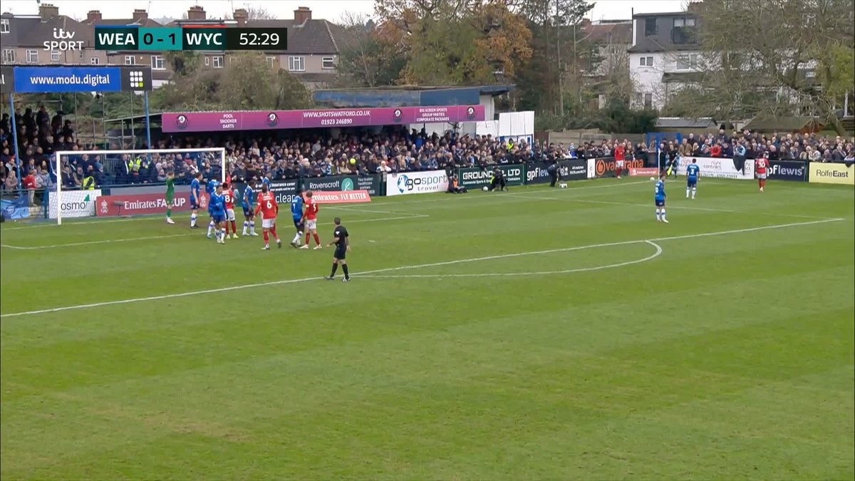 A top stop from Jacob Adams ❌ The Wealdstone FC keeper with a crucial save at the back post to keep the hosts in it... Catch the final third of the contest on ITV1!