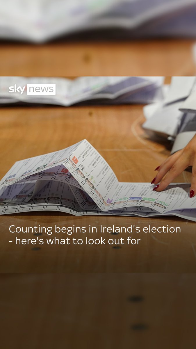 Counting has begun in Ireland's election, after an exit poll showed the three main parties neck and neck. Sky News's Niamh Lynch explains what to look out for ⬇️