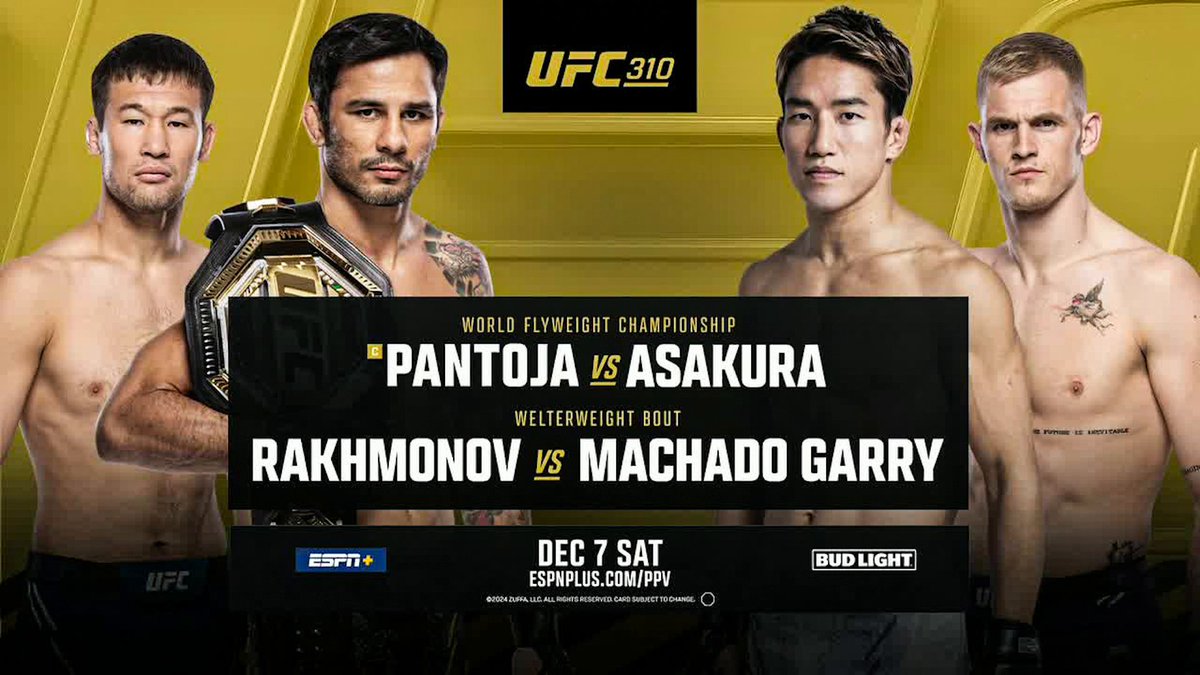 Former 2x RIZIN champion Kai Asakura makes his UFC debut against Alexandre Pantoja for the UFC flyweight title 🏆🔥 #UFC310 | Saturday, Dec. 7 | 10 PM ET | ESPN+ PPV 🍿