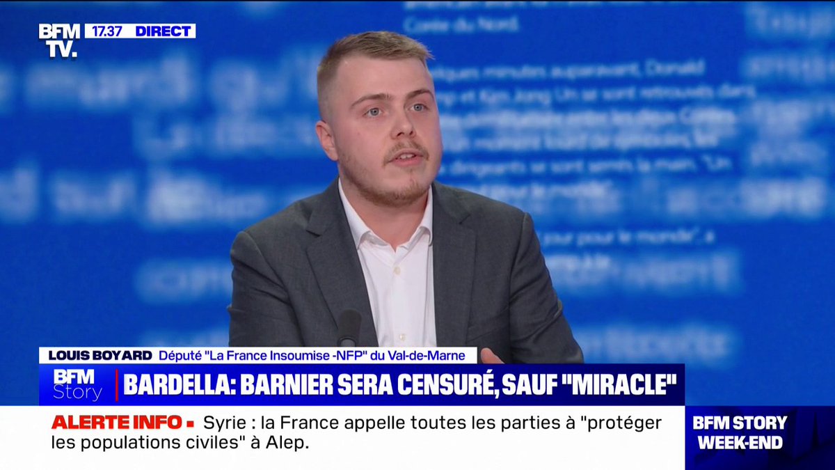 Censure du gouvernement: Louis Boyard (NFP-LFI) affirme que "la fin de cette situation, c'est le départ de Macron"