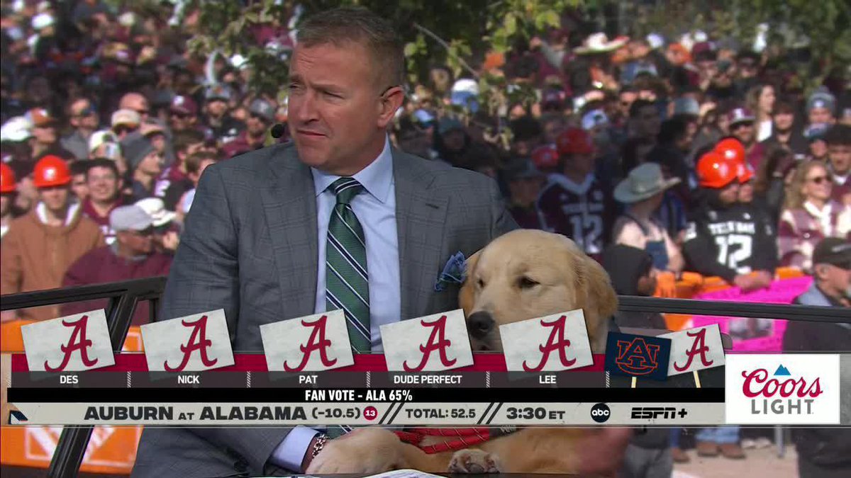 Peter wanted to join Kirk Herbstreit at the desk for his Iron Bowl pick 🐶