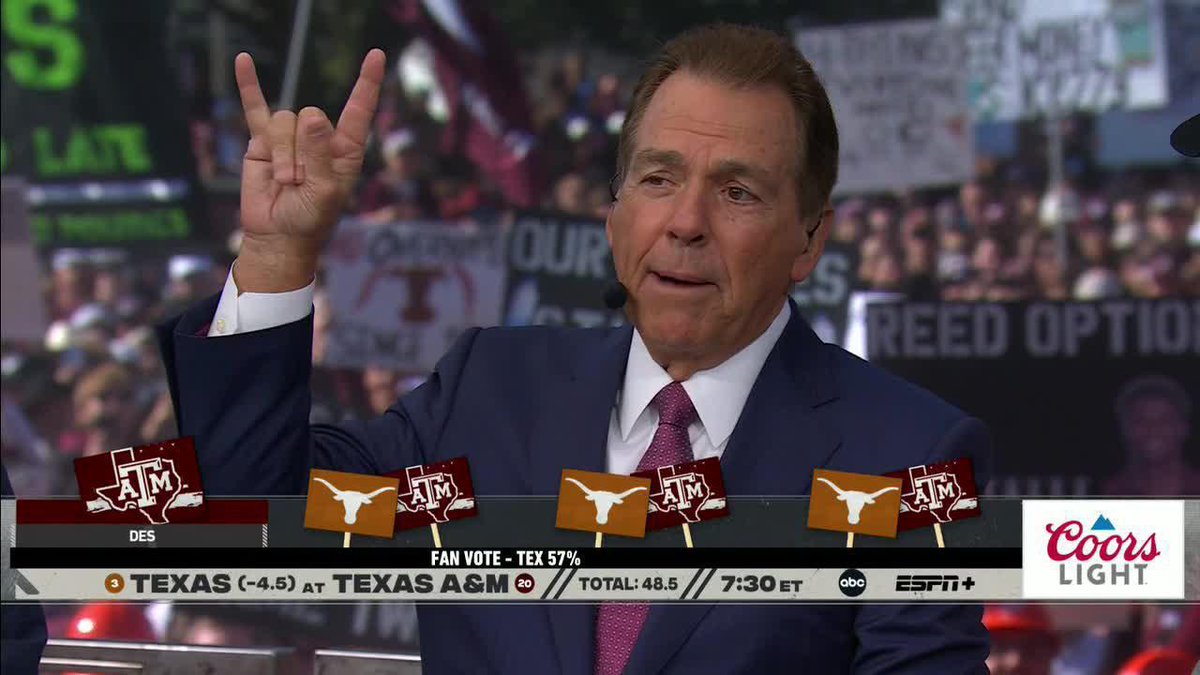 Coach Saban showed love to Aggie fans then picked the Longhorns to win 🤘