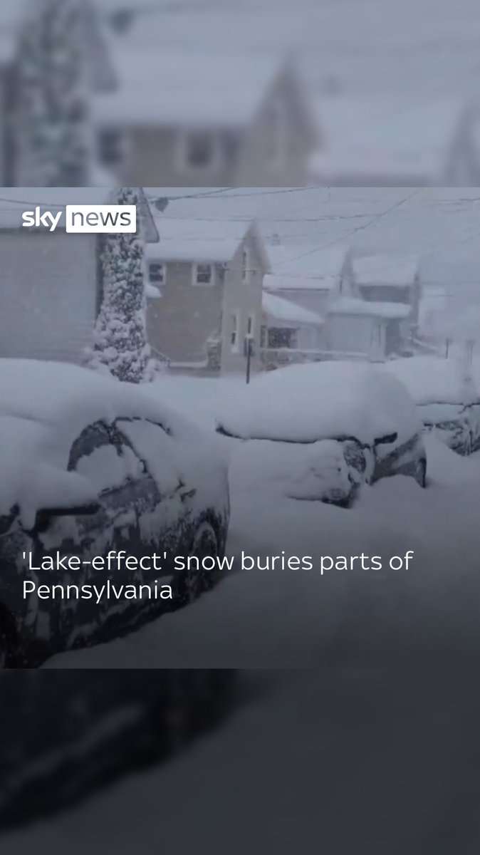 Residents in parts of Pennsylvania woke to near-whiteout conditions, as thick bands of 'lake-effect' snow swept across the region ⬇️