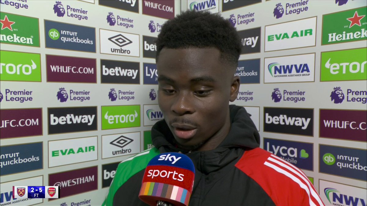 "I'm enjoying my football, I'm playing with confidence" 🙌 Bukayo Saka reacts to Arsenal's huge win over West Ham 😤