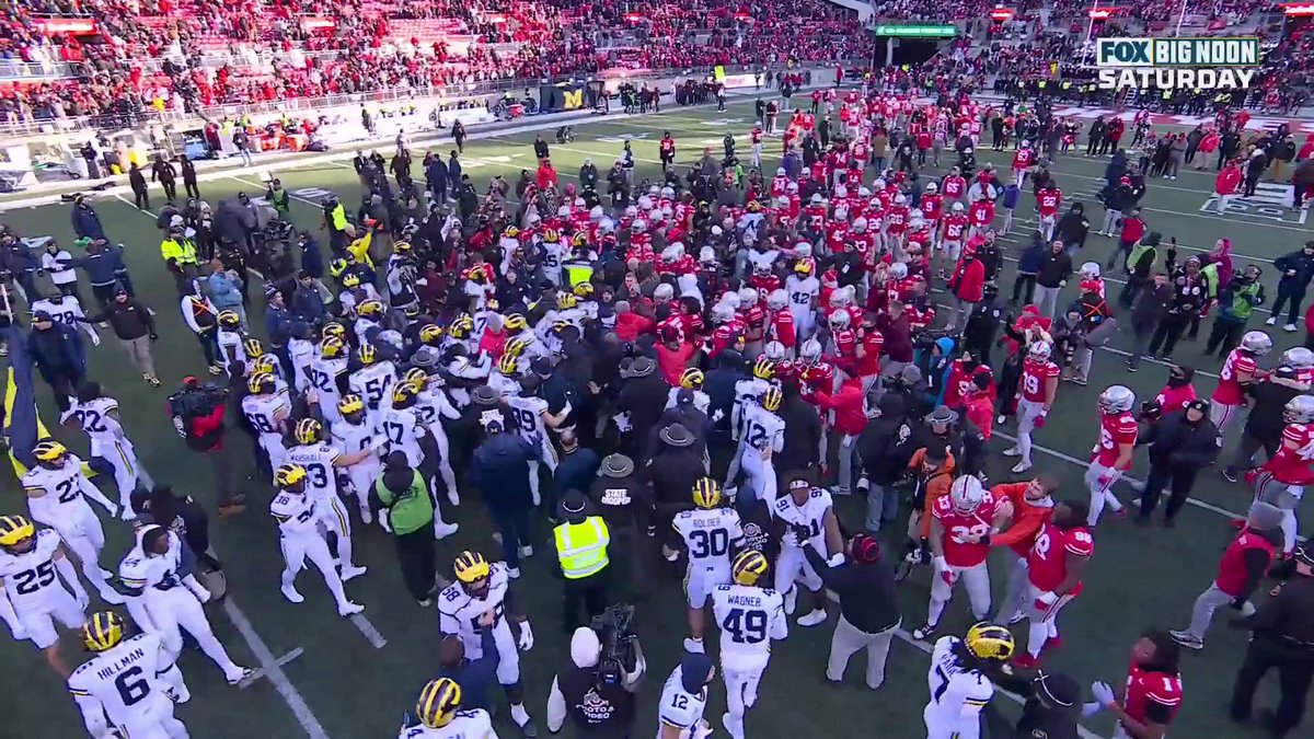 A fight has broken out between Michigan and Ohio State after The Game