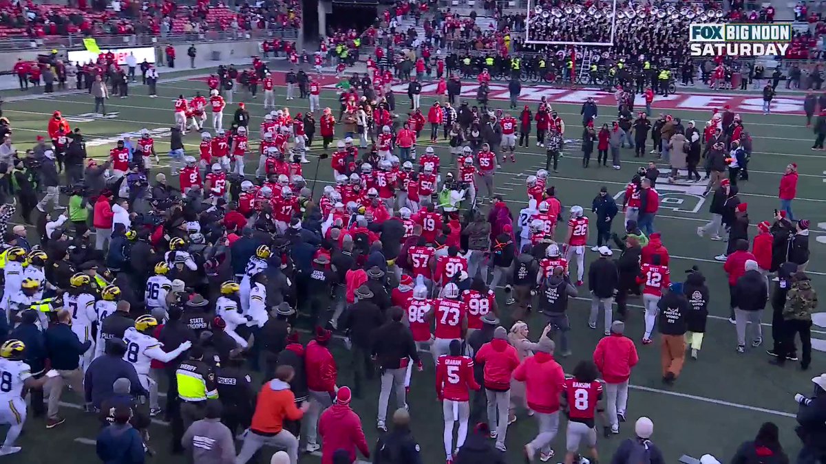 A Michigan flag is planted in the center of The Shoe and things get even more heated between Ohio State and Michigan
