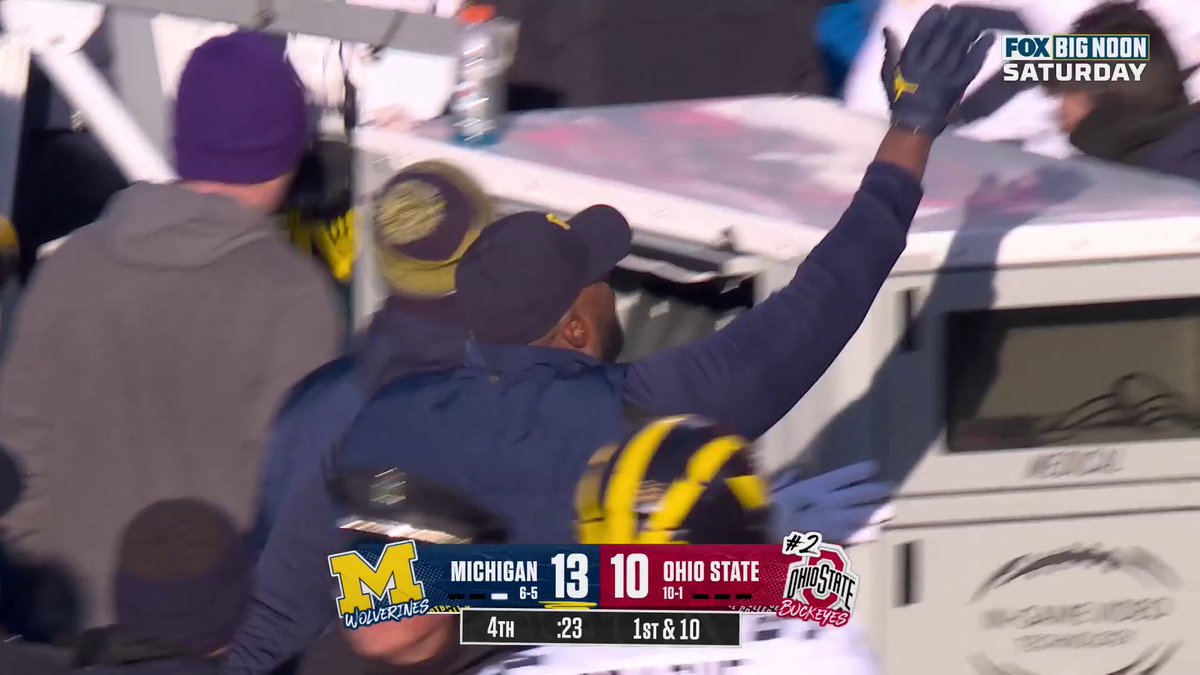 Sherrone Moore waiving bye to stunned Ohio State fans is an iconic image Starts 2-0 in the rivalry “We didn’t cheat this time” -Gus Johnson