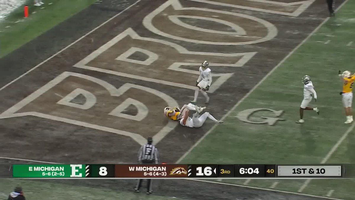 Celebrating in the snow after a TD has to be a 10/10 feeling. Western Michigan Football | #MACtion
