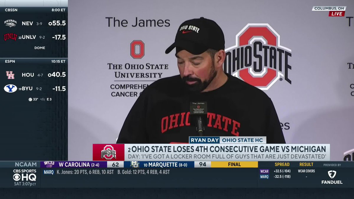 "I'd never thought this would happen." Ryan Day after the loss to Michigan.
