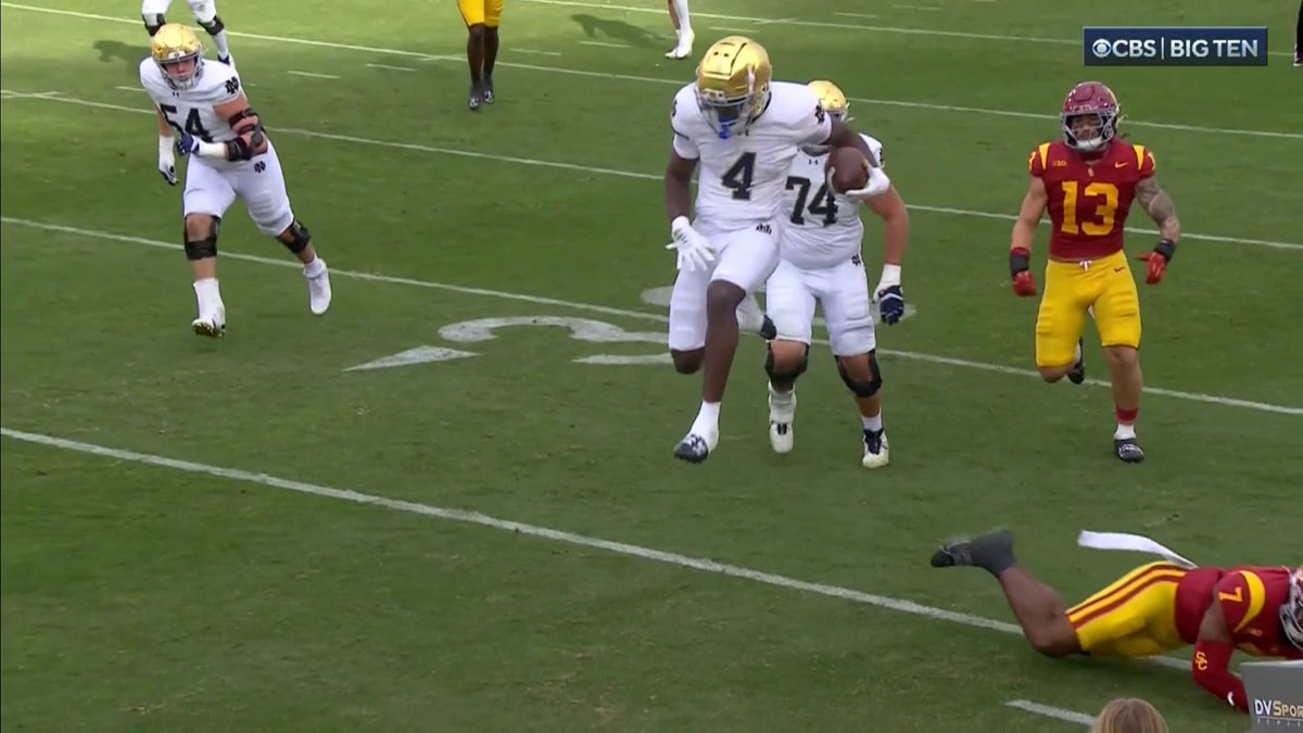 Jeremiyah Love WENT UP on this hurdle for Notre Dame Football ✈️🤯 📺 CBS