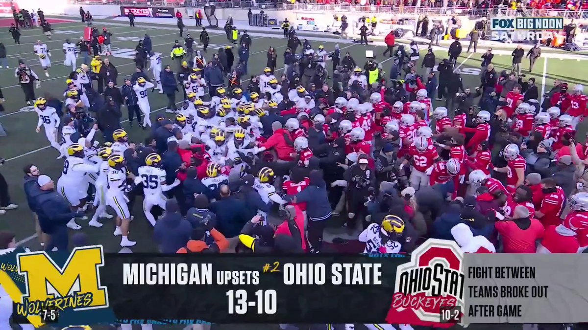 "I've been involved in The Game for 50 years and I can't remember seeing something like that... there's no room for that." Urban Meyer reacts to the postgame altercation between Michigan and Ohio State ⬇️
