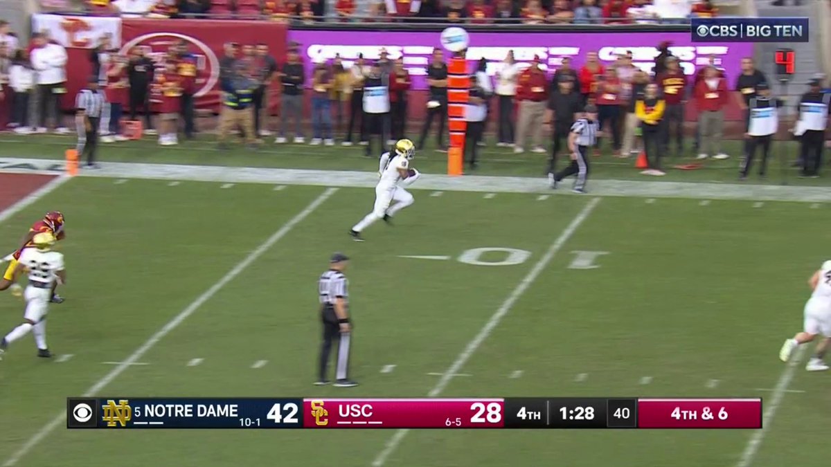 NOTRE DAME WITH BACK-TO-BACK 99-YARD PICK SIXES 😱 🤯 (via CBS Sports College Football 🏈)
