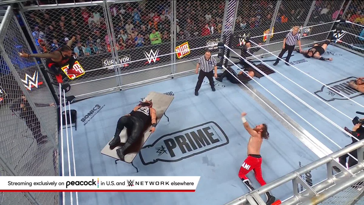 The NO YEET TOP OF THE CAGE DIVE! #SurvivorSeries #WarGames