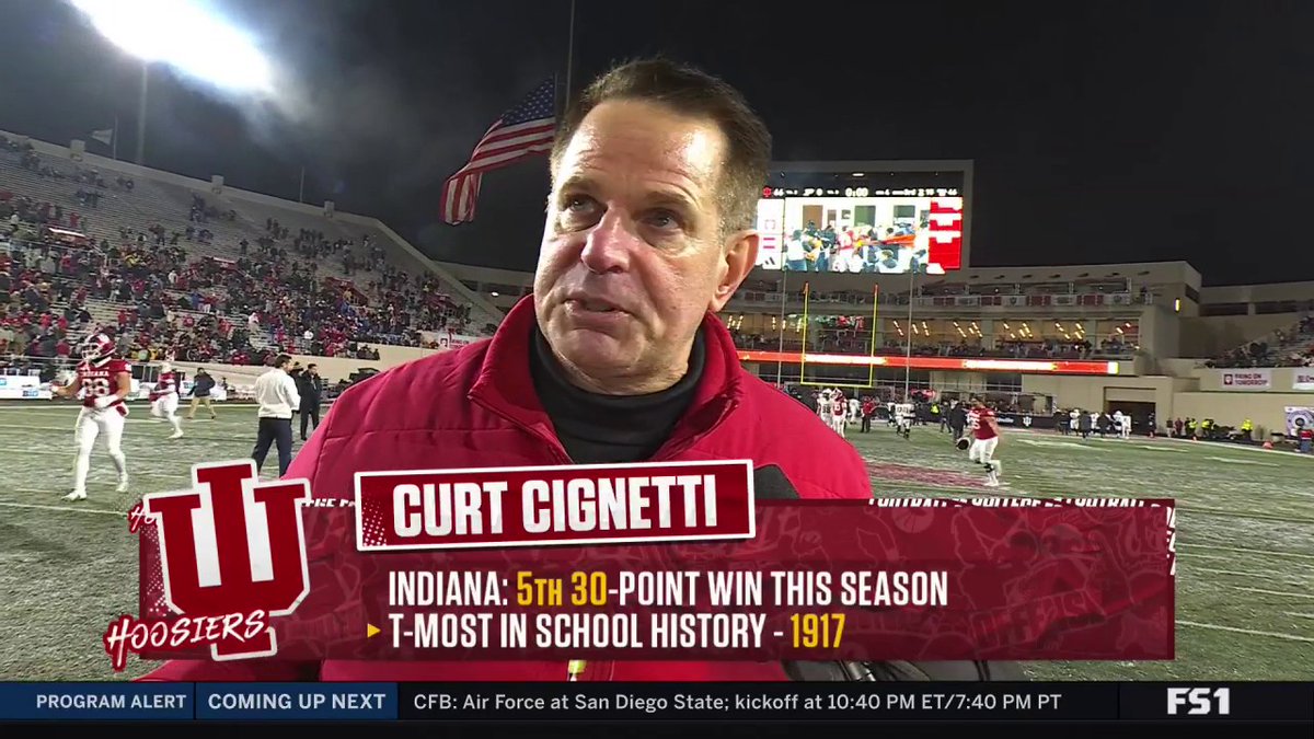 "It's a historic year for Indiana, and we're not done yet." 😤🔥 Curt Cignetti reacts to a massive 66-0 Indiana Football victory over rival Purdue 👏