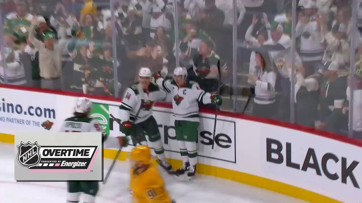 Mania in Minnesota! Jared Spurgeon nets the Energizer overtime winner! 🟢 🟡