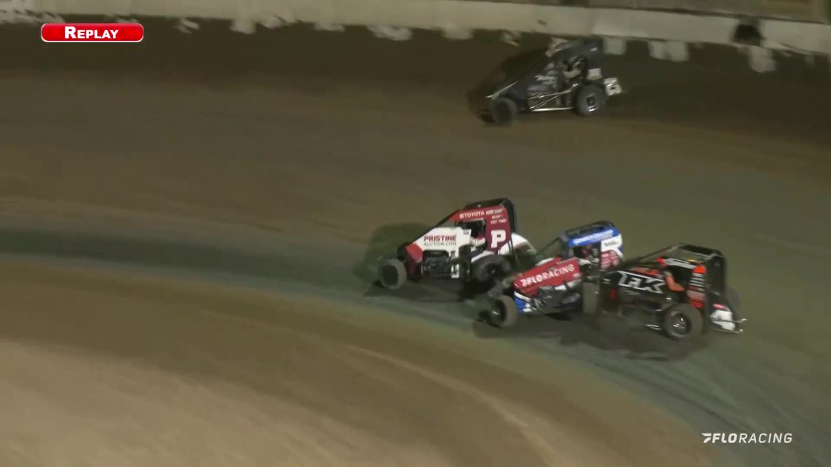Contact between Corey Day and Kyle Larson brings out a caution nearly halfway through the USAC Racing #TurkeyNightGP! #USAC
