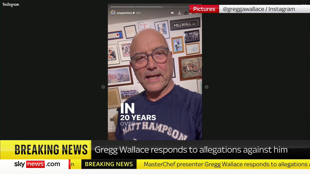 BREAKING: Gregg Wallace has responded to the mounting allegations against him in a defiant video posted online, saying the accusations come from "middle-class women of a certain age". Sky News's Rachael Venables has more details. 📺 Sky 501 and YouTube