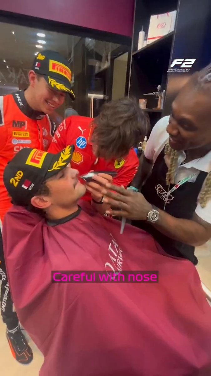 You've seen the photos... and now here's the video 📹 Jak Crawford waved goodbye to his moustache after his second place in the Sprint 😅👨🏻 #F2 #QatarGP