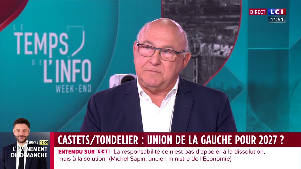 🔴 Candidature commune de la gauche pour 2027 🗣️ "Les deux gauches sont réconciliables. C'est irréconciliable avec Jean-Luc Mélenchon mais pas avec les gens." 👉 Michel Sapin (Michel Sapin), ancien ministre de l’Économie, invité de Paola Puerari