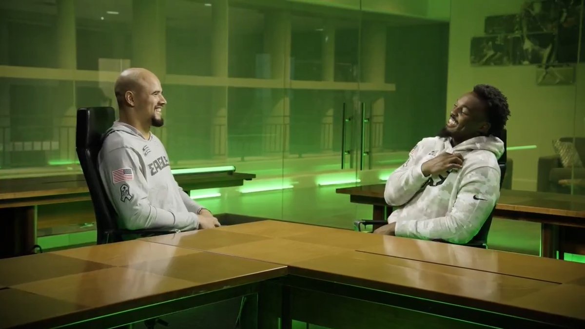 The Philadelphia Eagles are flying this season at 9-2 🦅 LBs Zack Baun &amp; Nakobe Dean sat down with each other to talk their strong defense, Saquon, and Sirianni's shaved head 😅