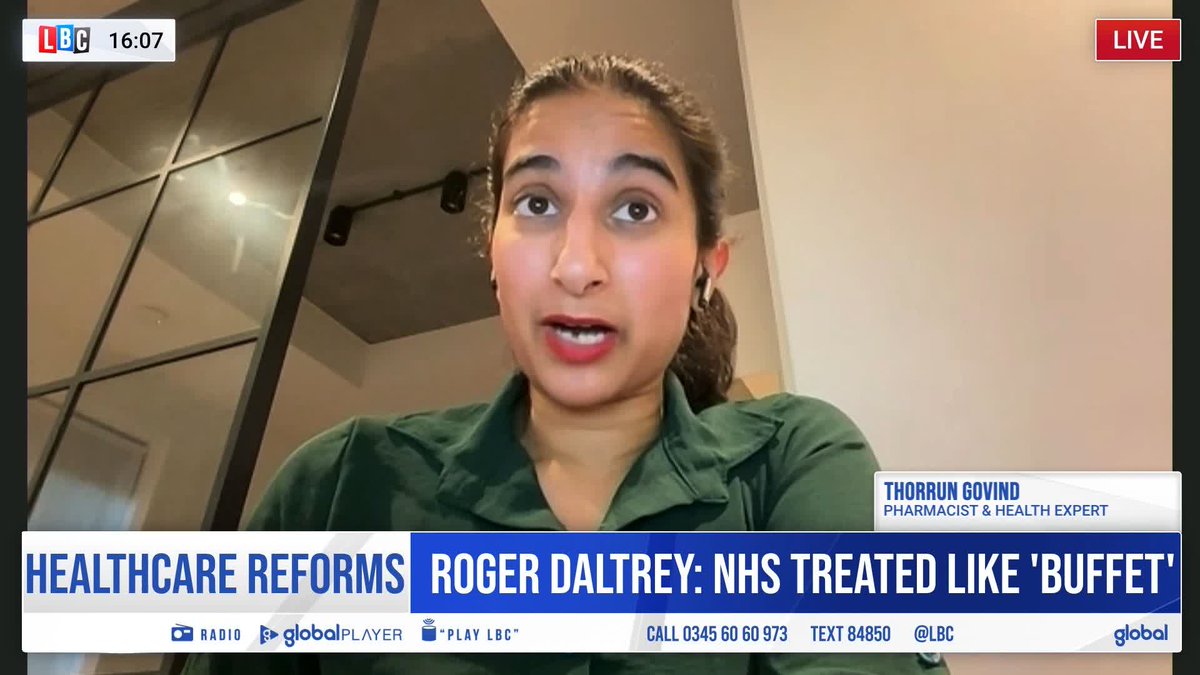 'We have an education issue.' Pharmacist Thorrun Govind responds to musician Roger Daltrey's remark that the NHS is treated like a ‘buffet,’ telling Vanessa Feltz “there’s a lot of work to be done” to help people understand how to access the right resources.