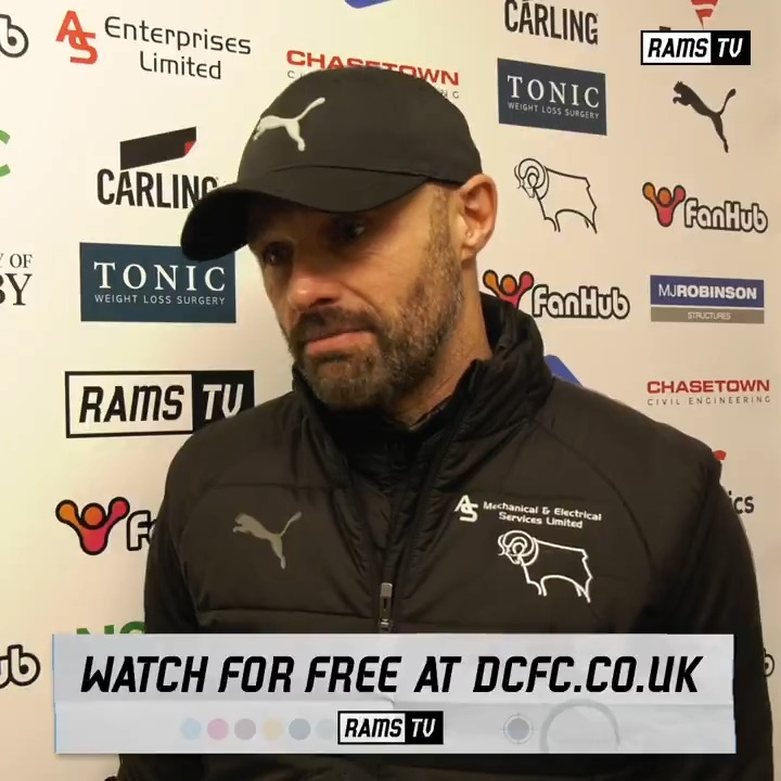 Paul Warne reflects on defeat at Pride Park Stadium.