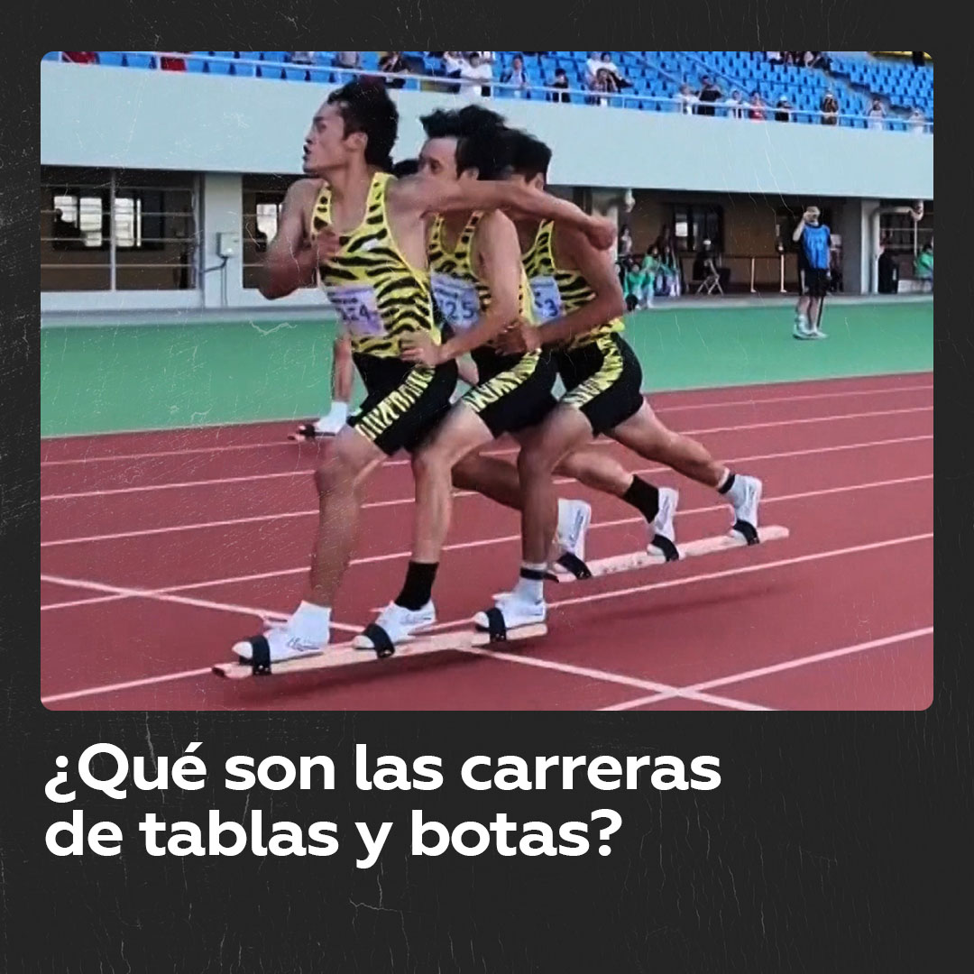Así son las carreras de tablas y botas tradicionales chinas Se trata de un deporte chino tradicional en el que tres personas corren con un par de zapatos de madera, lo que requiere una coordinación y una concentración perfectas