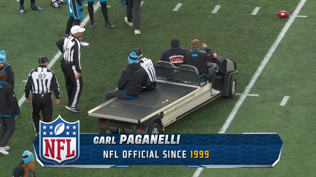 A ref has been carted off in the Panthers/Bucs game 🙏