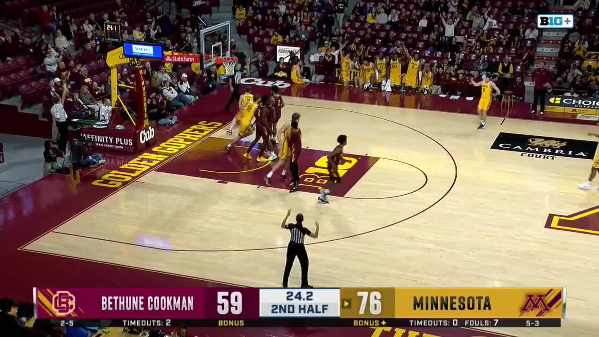 ✅ First shot of the season ✅ First Minnesota Men's Basketball basket DIII transfer Caleb Williams drains the 3-pointer for his first career points 🎯 #B1GMBBall
