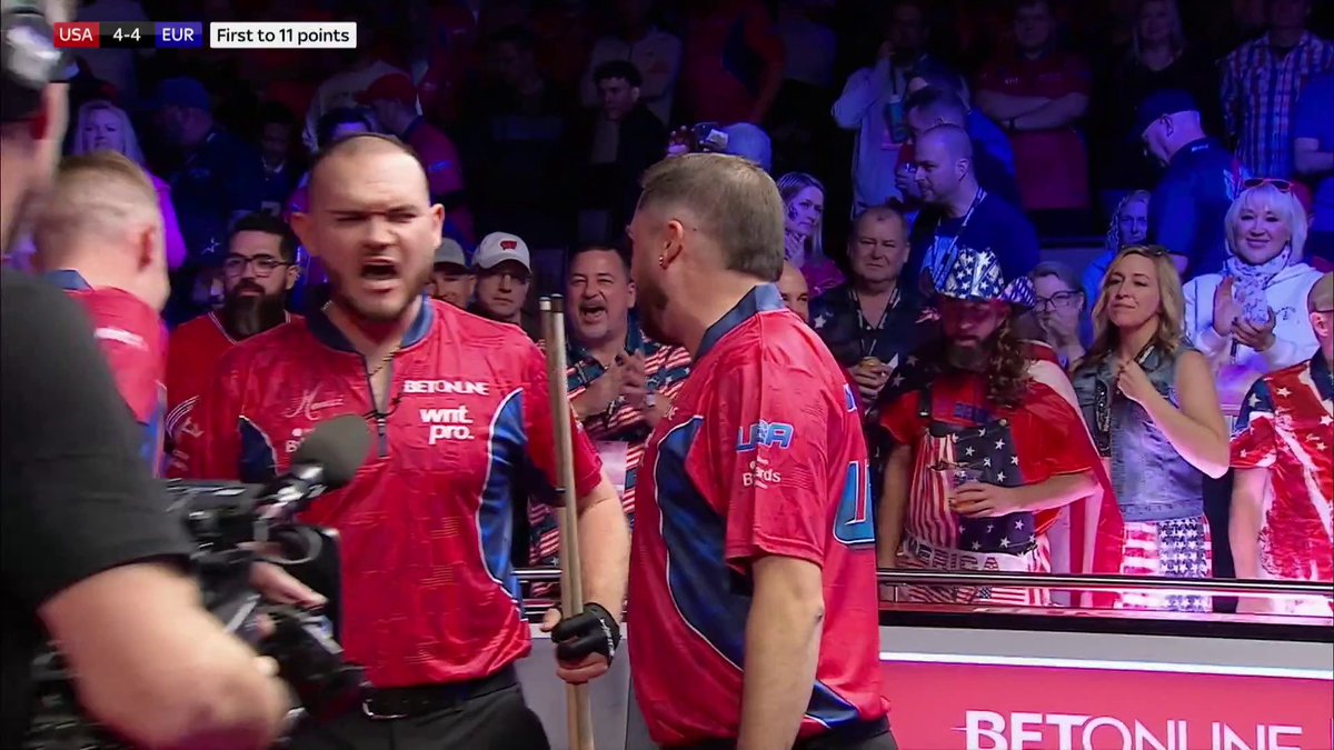 WHAT A MATCH 🤩 The USA pairing of Tyler Styer and Billy Thorpe level the Mosconi Cup at 4-4 🇺🇸