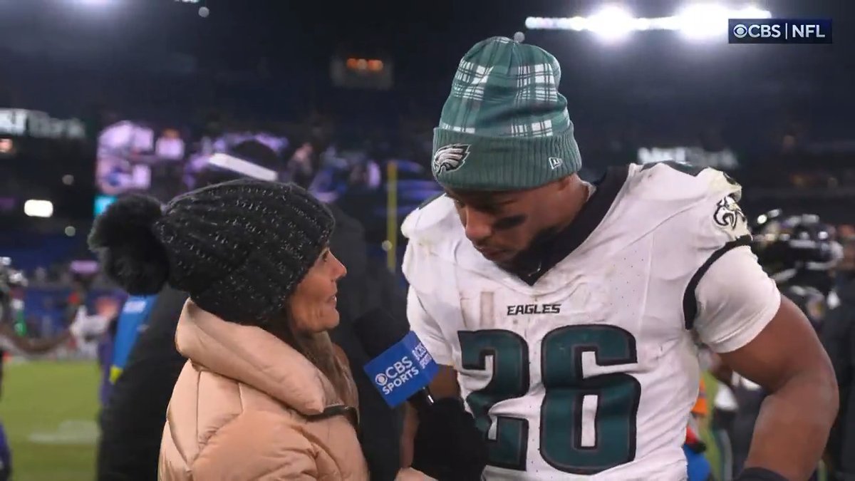"Shoutout to Kellen [Moore]. They stuck with the run... We got things poppin'." - Saquon Barkley to Tracy Wolfson after a big Philadelphia Eagles win in Baltimore