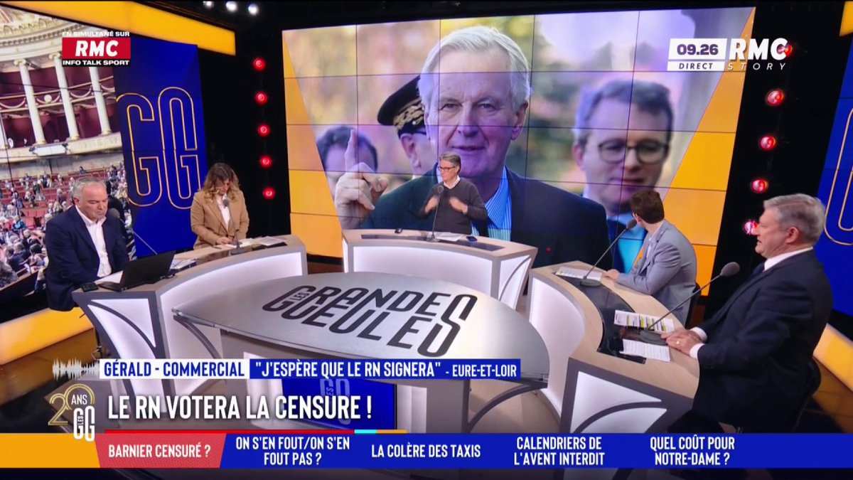 🗳️ Le RN votera la censure « sauf miracle » 📞 Gérald au 3216 : "Oui, le RN doit appuyer sur le bouton rouge pour mettre une leçon à ce gouvernement qui ment et qui est rempli de démagogie ! Les Français n'en peuvent plus et n'y croient plus..." #GGRMC