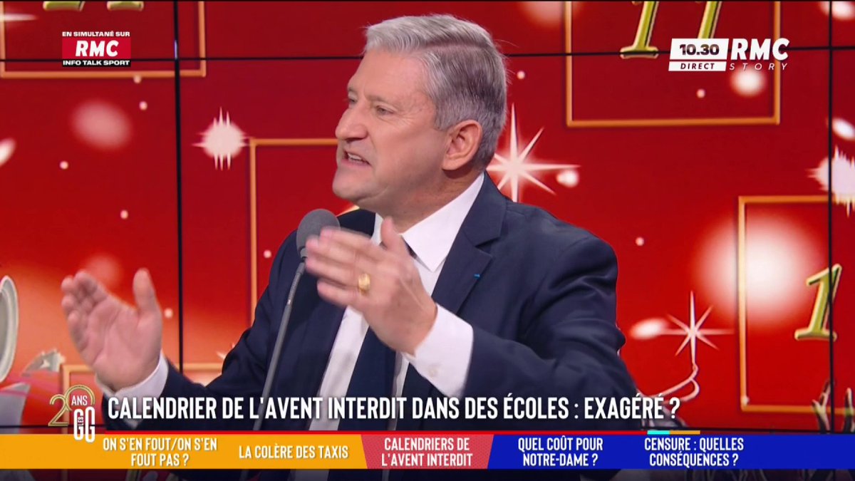 🗓️ Considéré comme une « démarche religieuse », le calendrier de l’Avent interdit dans les écoles de l’Aisne 🗣️ Emmanuel de Villiers : "Ça commence à bien faire ! Quand on voit que dans les villes, ce n'est même plus Noël, c'est "le voyage en hiver"... Et puis quoi encore ?!" #GGRMC