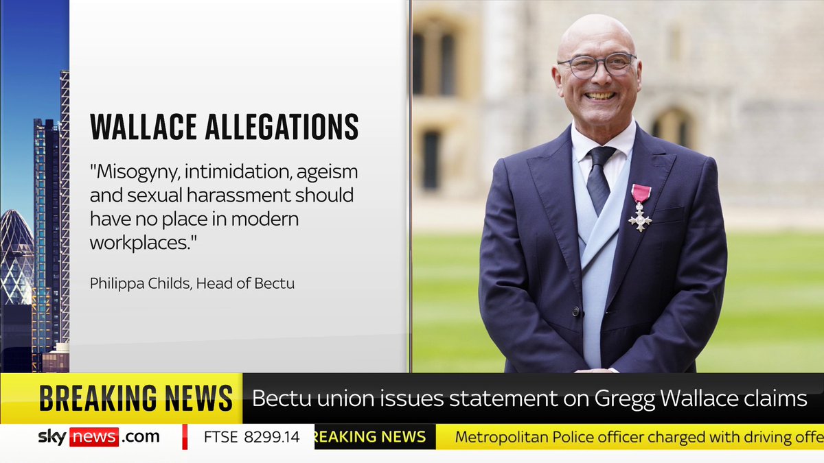 BREAKING: The head of the media trade union Bectu has issued a statement on the Gregg Wallace allegations. "Misogyny, intimidation, ageism and sexual harassment should have no place in modern workplaces", it reads. 🔗 📺 Sky 501 and YouTube