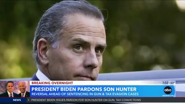 BREAKING OVERNIGHT: President Joe Biden has pardoned his son, Hunter Biden, who was convicted on tax evasion and federal gun charges and is due for sentencing in December. Mary Bruce reports.