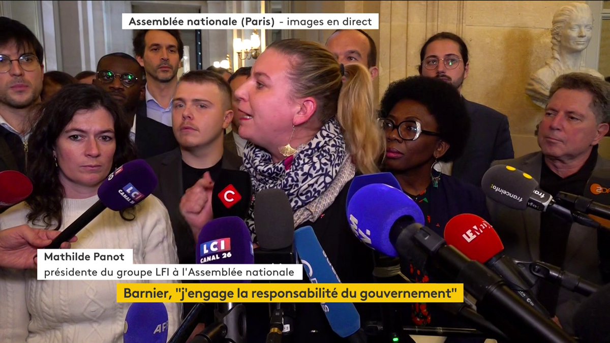 🔴 DIRECT - "La manière de sortir de l'impasse politique dans laquelle nous a plongé le président de la République, c'est d'arriver à un départ d'Emmanuel Macron", réagit à chaud Mathilde Panot suite au 49-3 déclenché par le Premier ministre.