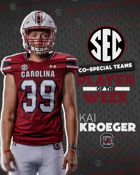 🏈 SEC Special Teams Player of the Week: WK 13 🐔 Kai Kroeger South Carolina Football x #SECFB