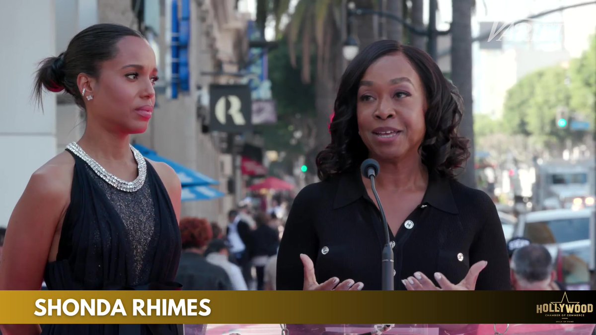 Shonda Rhimes gives a speech at Kerry Washington's Hollywood Walk of Fame ceremony: "She is a star. She's a bright star who lights up our world, and she also lights up everyone around her. Kerry doesn't just shine for herself, she shares her light."