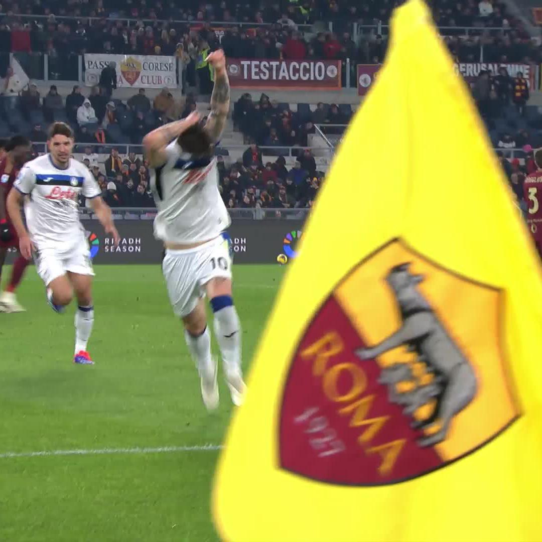 Zaniolo with the respectful celebration after scoring against his former club Roma