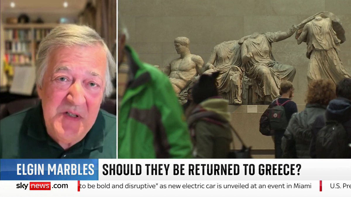 "Tell me your view on the Elgin Marbles, do you call them that?" Actor and author, Stephen Fry tells Kay Burley polls show 'British people think it would be smart and honourable to return' the sculptures back to Greece Politics Hub ➡️ 📺 Sky 501