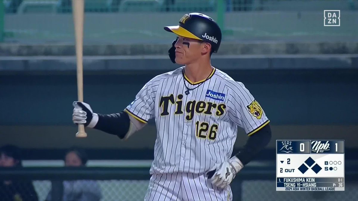 / 今日はバットでも魅せる \ #福島圭音 追加点のタイムリー NPBレッドはこの回一挙4得点 ⚾アジアウインターリーグ(2024/12/3) 🆚NPBレッド×台湾シーズ 📱Live on DAZN #DAZNAWB #tigers