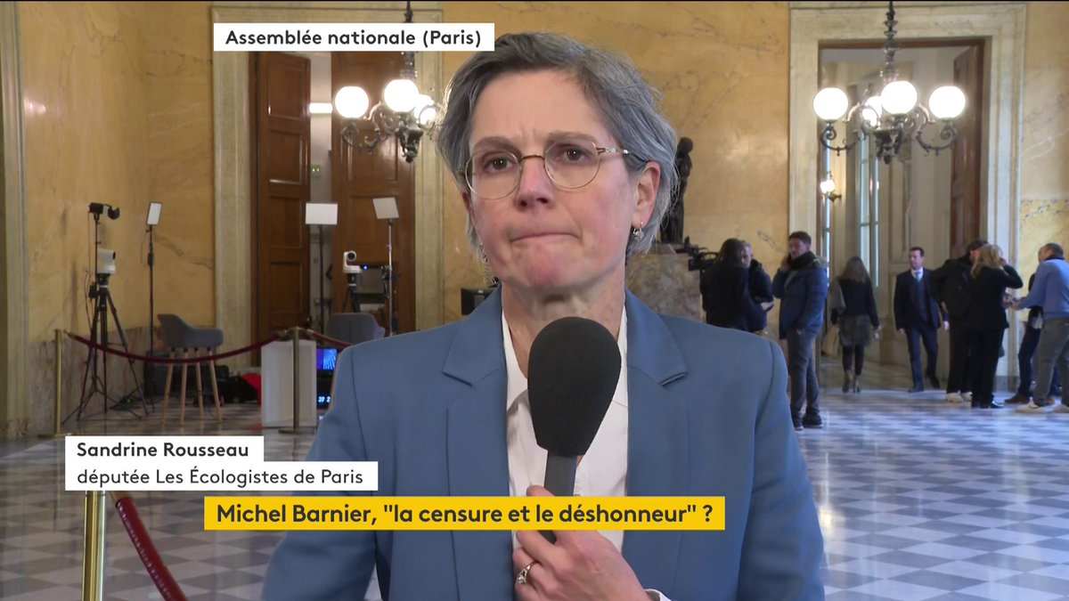 ⚡️ 🗣 "Non, non et non" La députée EELV, Sandrine Rousseau, affirme qu'elle ne votera pas la motion de censure du RN qui sera examinée demain dans l'hémicycle.